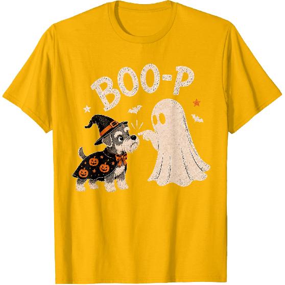 Miniature Schnauzer Boo Boo-p Ghost Nose Boop Halloween Dog T-Shirt