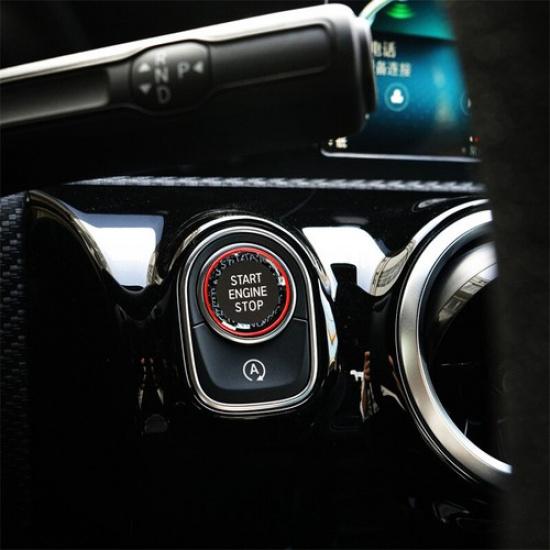 Red ABS Crystal Car Engine Start Stop Button Trim For Benz A class W177 -25