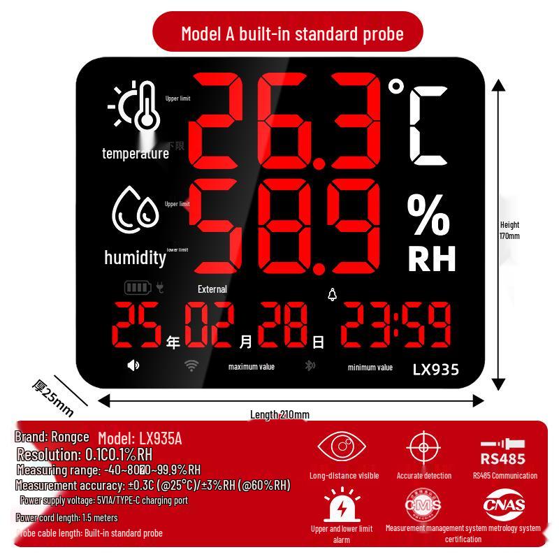 High-Precision Wall-Mounted Indoor Temperature & Humidity Meter LX935