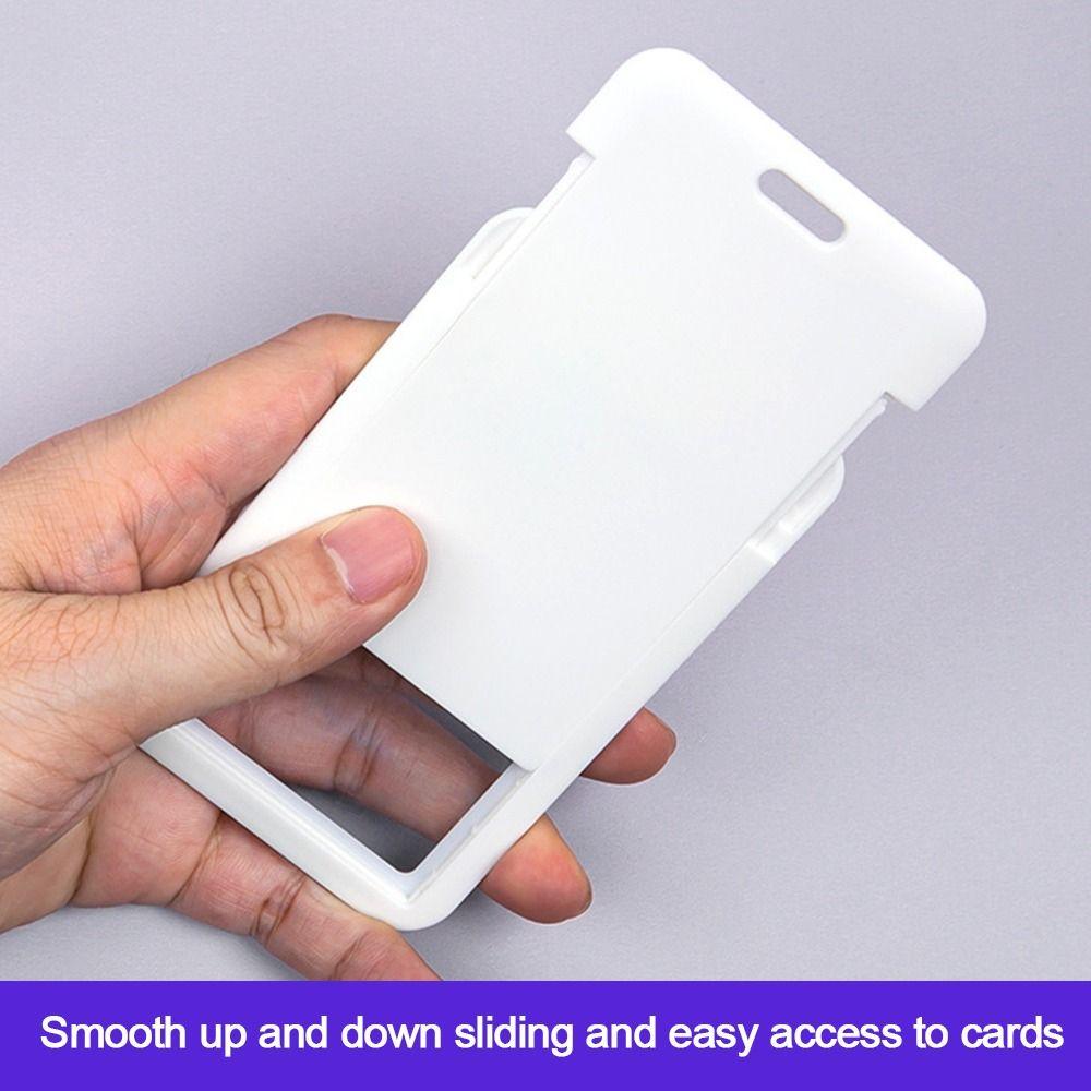 1PC Plastic Sliding Card Cover ID Name Badge Holder Pass Bus Work Card Cover Chest Pocket Women Men Business Card Holder Badge