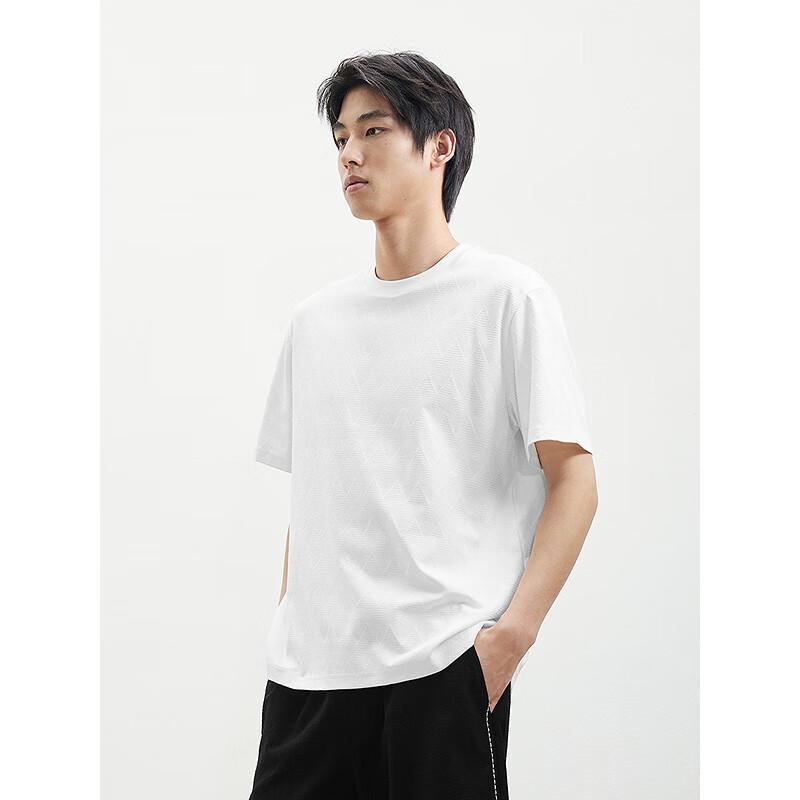 GXG Men's Two-Tone Jacquard Texture Short Sleeve Casual Crew Neck T-Shirt