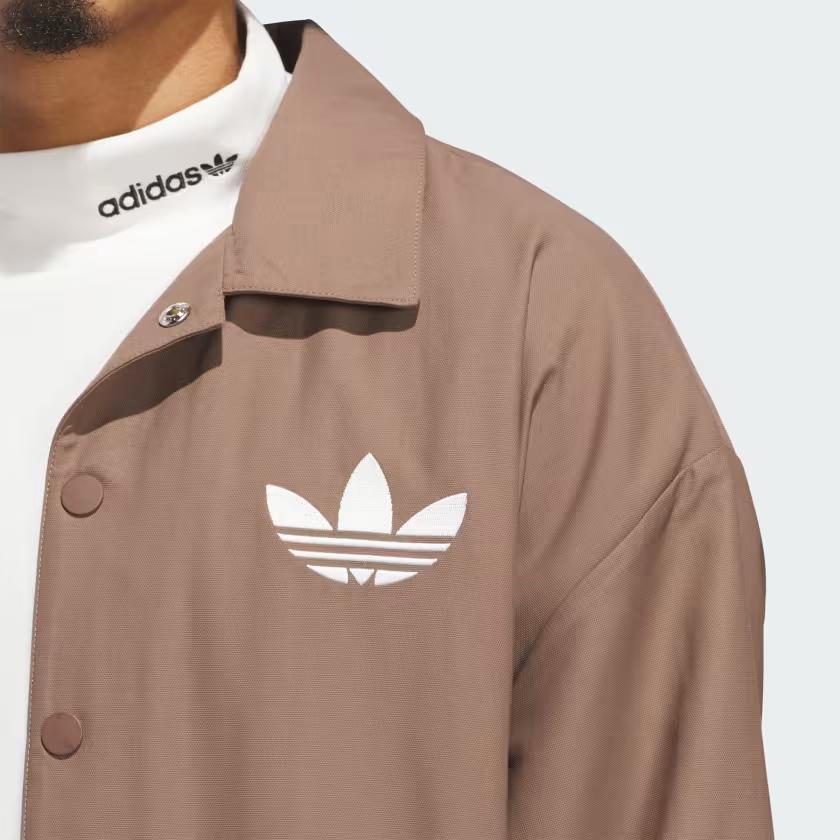 adidas Originals Coach Jacket With Logo Single-Breasted Collar Outdoor Casual Sports Jacket Unisex Jacket Brown IY7371