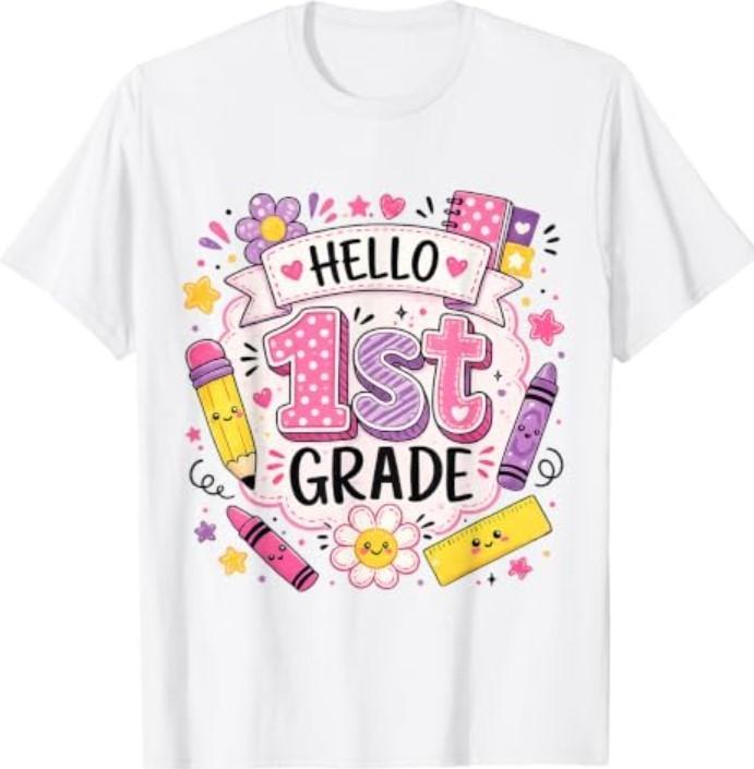 First Grade Girls Back to School Cute First Day Student T-Shirt