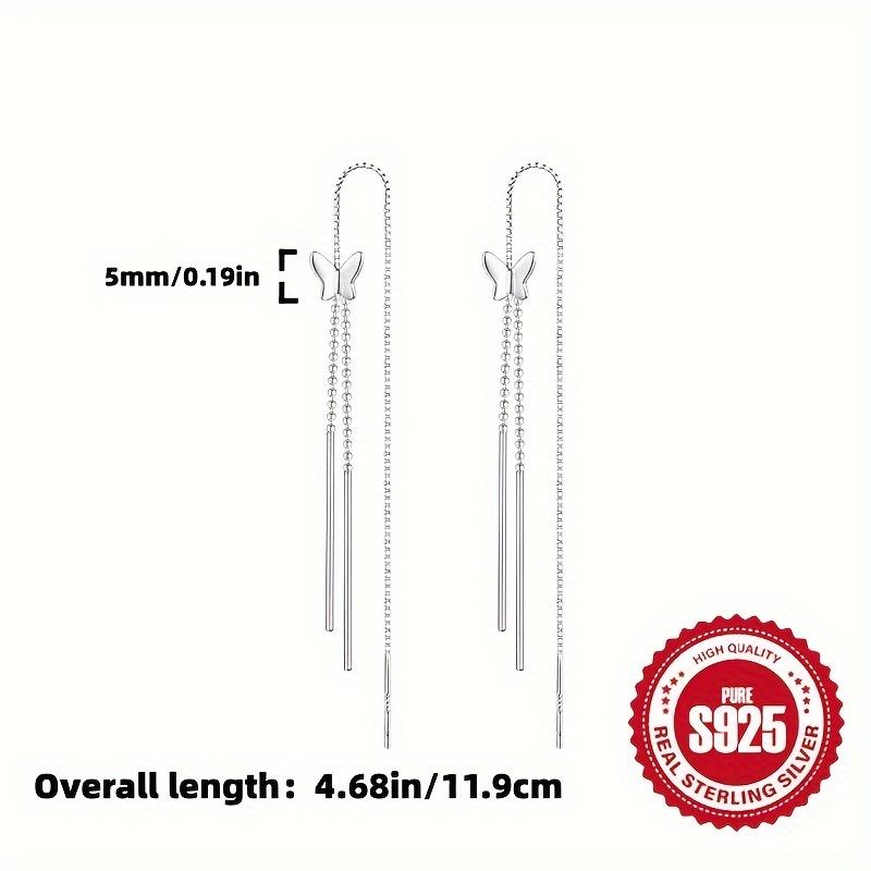 Pair of S925 Silver Butterfly Tassel Earrings for Ladies Low Allergy Sweet Girl Versatile Daily Accessory Perfect Gift for Women