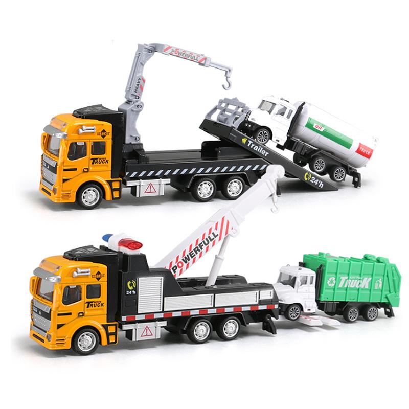 Children's Garbage Sorting Alloy Toy Car Large Size Pullback Rescue Towing Sprinkler Truck Combination Kids Toy Car Gift B99