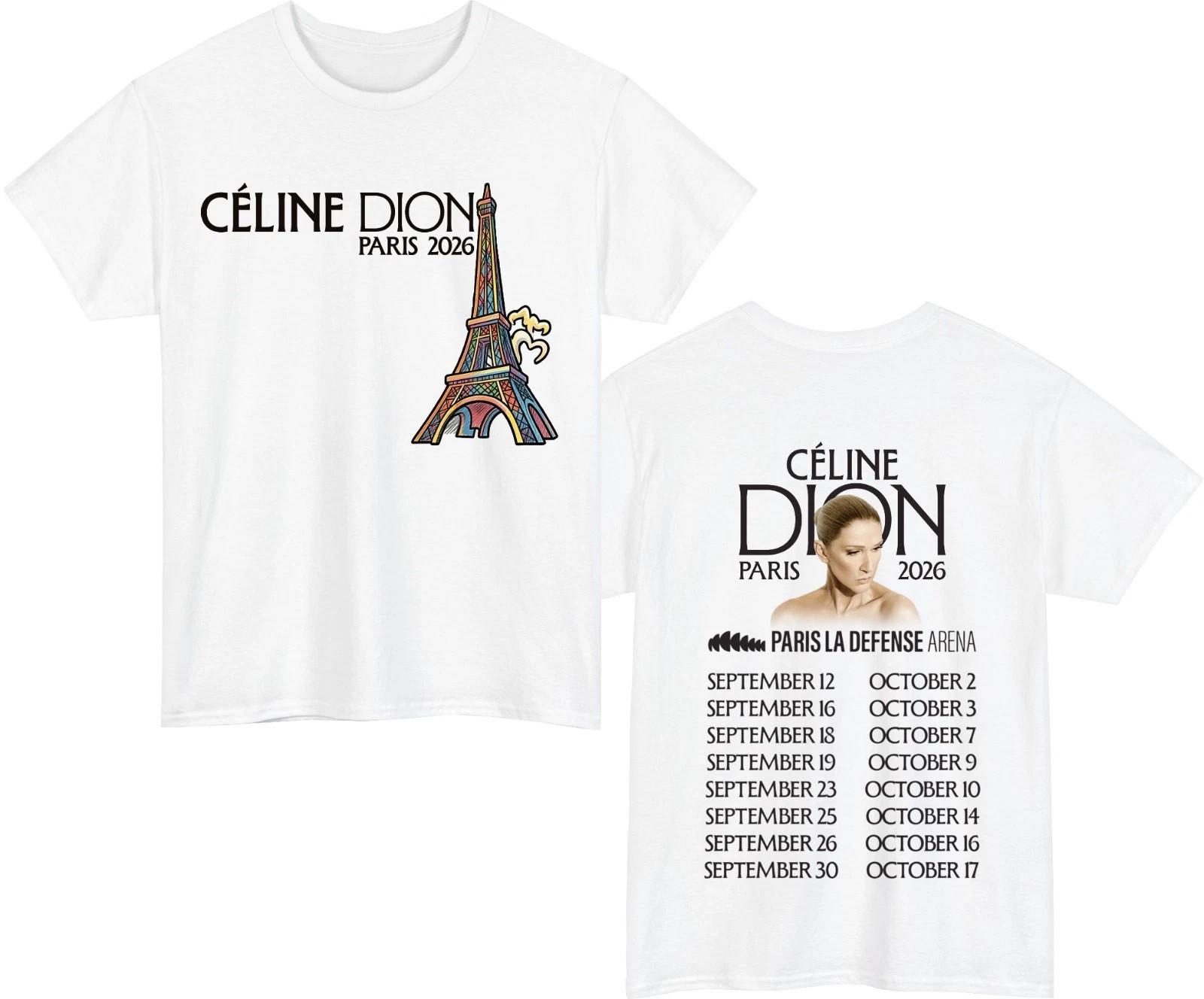 Celine Dion Paris 2026 Musik T-Shirt - Paris Tourdaten Pop-Ikone Fan Geschenk T-Shirt L black