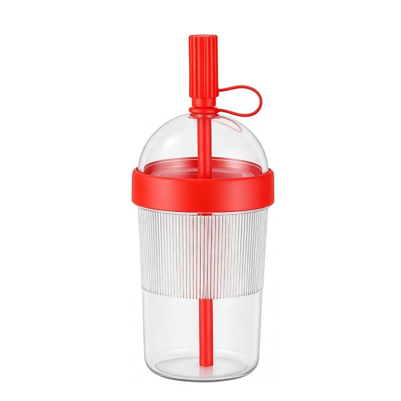 1Pcs Plastic Coffee Cup Cold Drink Tumbler Double Drinking Cup With Lid And Straw For Women Men Travelers Students Home Office
