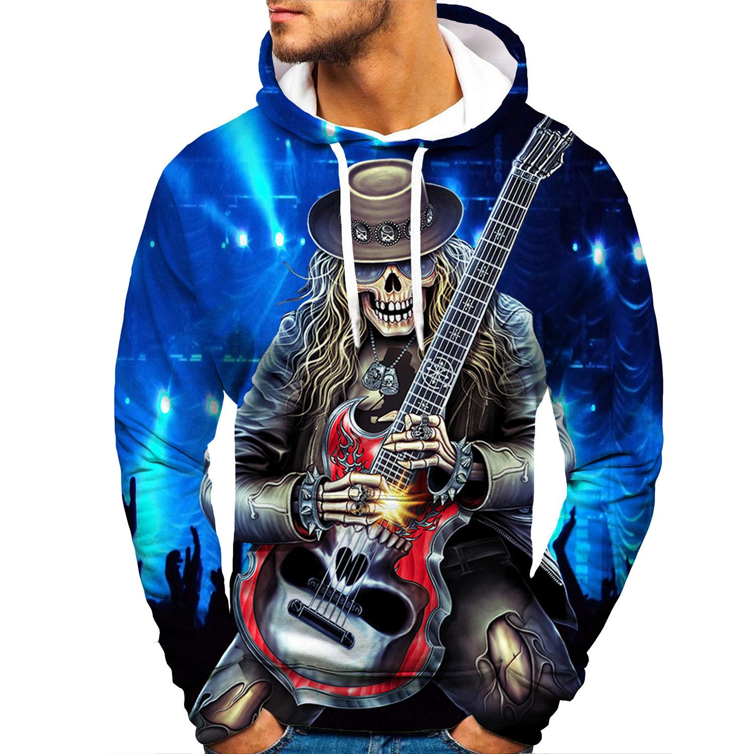 

3D-толстовка з рок-черепом, чоловічі/жіночі світшоти з принтом, забавні толстовки в стилі хіп-хоп, пуловер у стилі Харадзюку 3XL