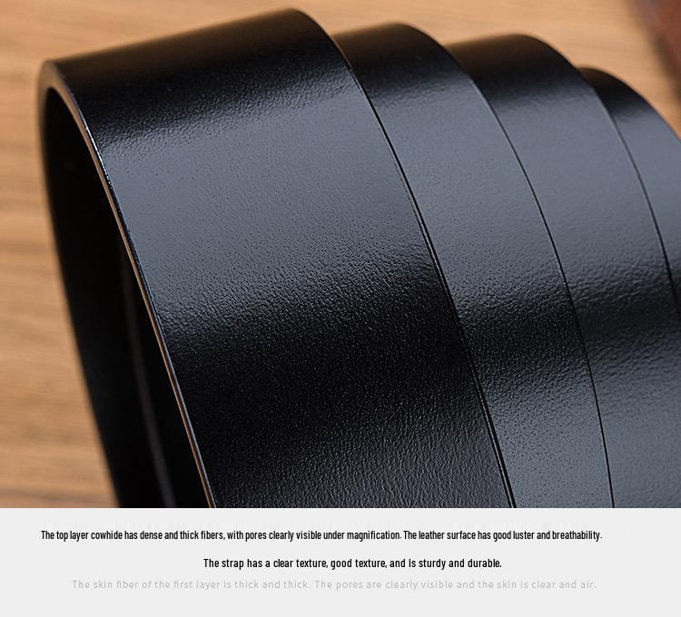 Men's Extra Large Genuine Leather Belt with Black Automatic Buckle - Simple Business Style