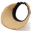 Hollow Top Sun Hat, Foldable Braided Straw Hat with UV Protection, Breathable Design Wide Brim Hat for Summer Travel Outdoor Activities