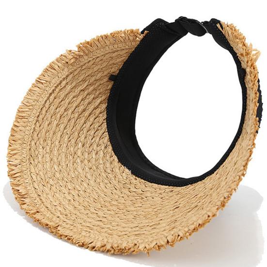 Hollow Top Sun Hat, Foldable Braided Straw Hat with UV Protection, Breathable Design Wide Brim Hat for Summer Travel Outdoor Activities