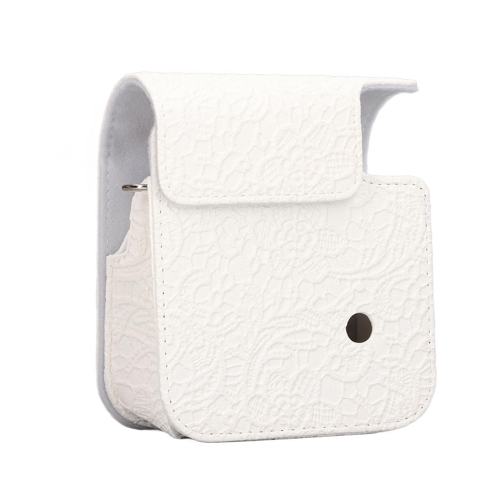 Instant Camera Protective Bag Vintage 3D Pattern Instant Camera Carrying Case for Fujifilm Instax Mini 12 White Lace