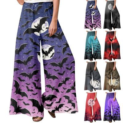 Women's Winter Sweatpants Halloween Printed  Casual Pants Women's Fleece Sweatpants Wide Leg Straight Pants