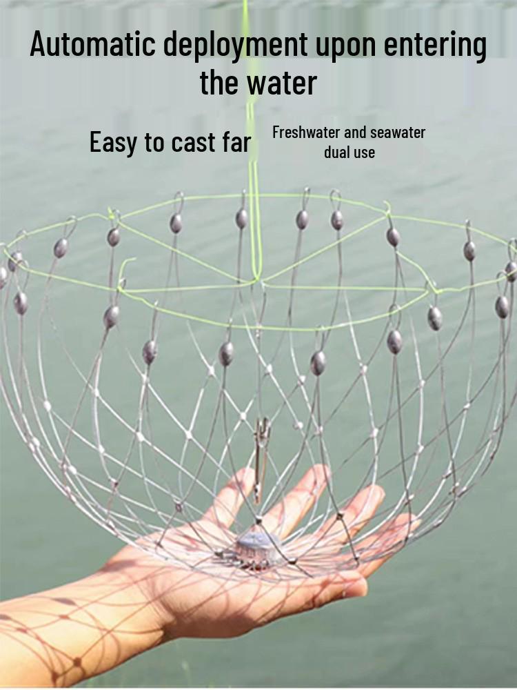 Foldable Thickened & Weighted Round Crab Net Trap for Sea Fishing