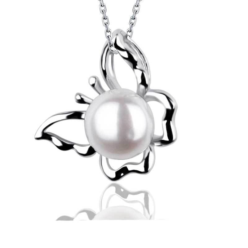 S925 Sterling Silver Gold-plated Pearl Simple and Fashionable Women's Butterfly Necklace
