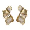   retro light luxury CCB striped texture sense advanced exaggerated three-dimensional multi-layer flower petal female stud earrings