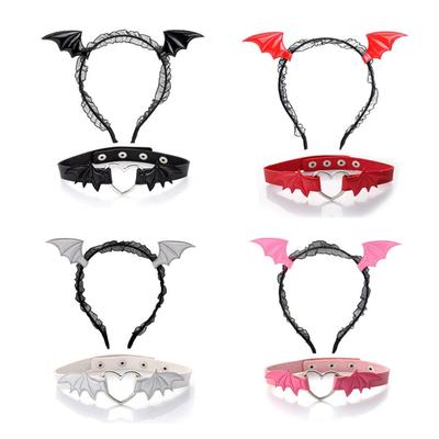 2 ks Sada kostýmu zvířete Netopýří křídla Čelenka Choker Set Dětská maškarní sada Kreslené doplňky pro Halloweenskou párty