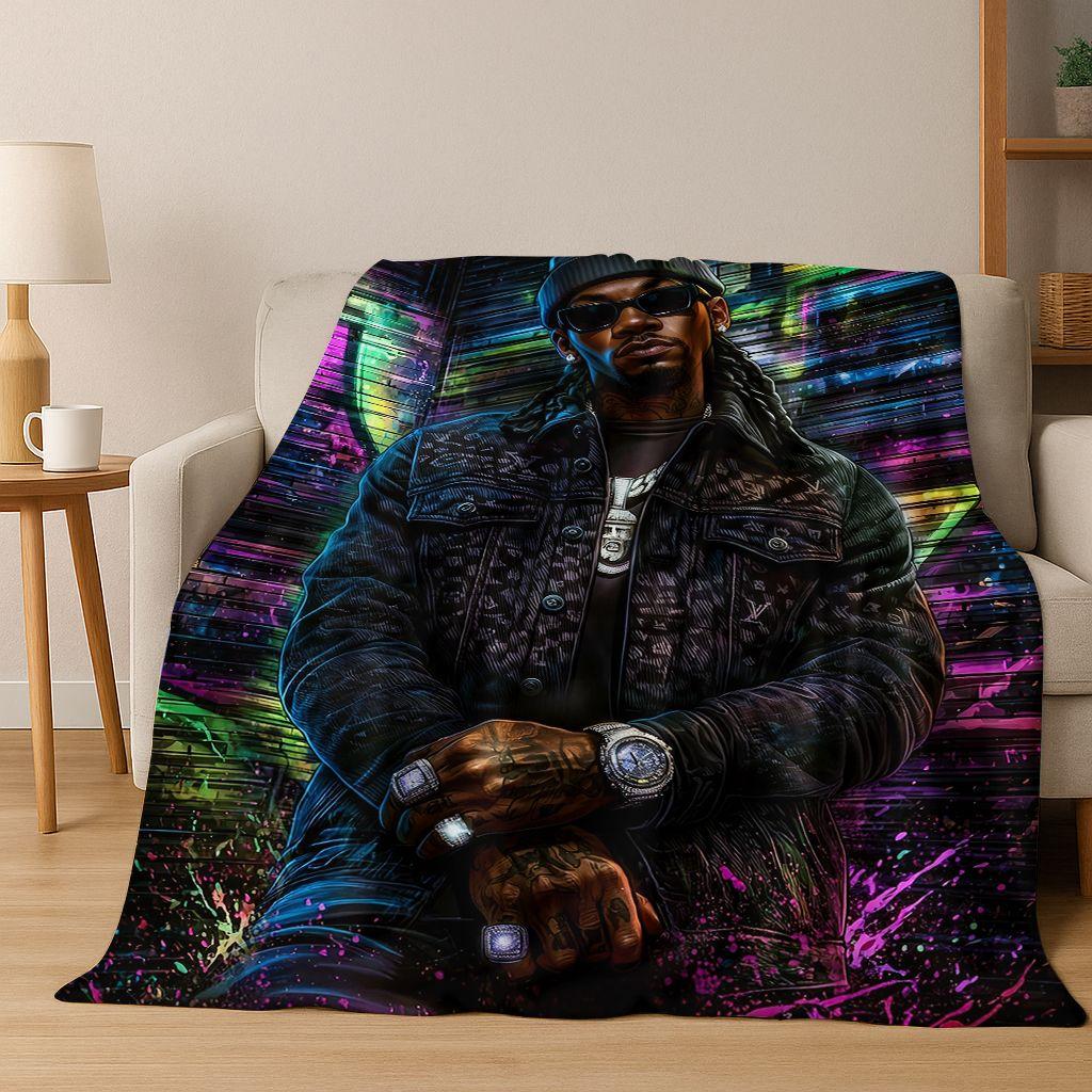 Manta de Franela con 26 Estilos de Artistas de Rap Dibujos Animados Tupac Snoop Dogg Hip Hop, Manta Acogedora Suave para Hogar Dormitorio Cama Cubierta de Sofá
