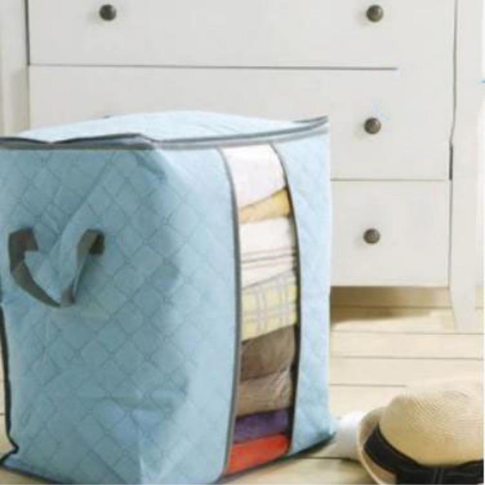 with Reinforced Handle Clothes Storage Bag Foldable Cotton Quilt Bags  For Blankets Bedding