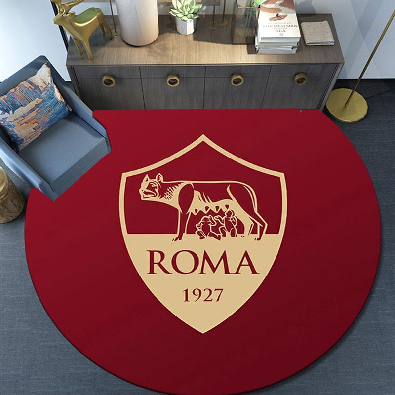 Associazione Sportiva Roma, Tappeto Rotondo, Tappeto per Soggiorno Camera da Letto Divano Sala Giochi Decorazione, Tappetino Antiscivolo