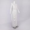 White High-Neck Long-Sleeve Formal Dress with Artistic Chest Decoration