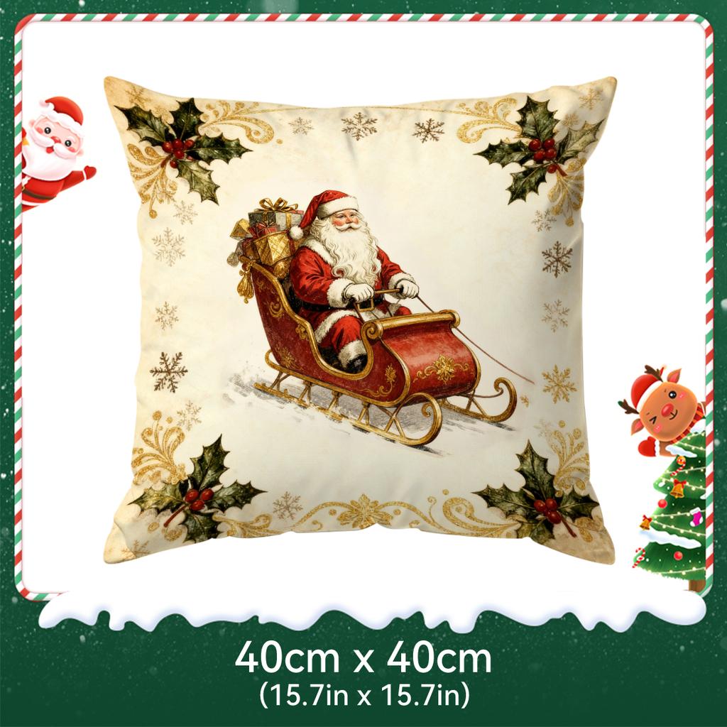 Santa Claus Christmas Tree Bell Pillowcase Bedroom Cushion Cover 100% Polyester Living Room Cushion Pillowcase Home Decor