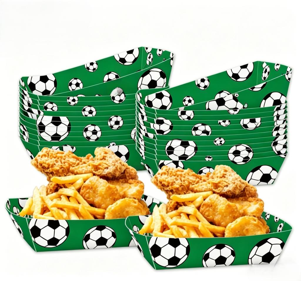 Disposable Soccer Themed Food Trays 36 Piece Set for Game Day Parties Birthday Celebrations Team Dinners and Sports Events