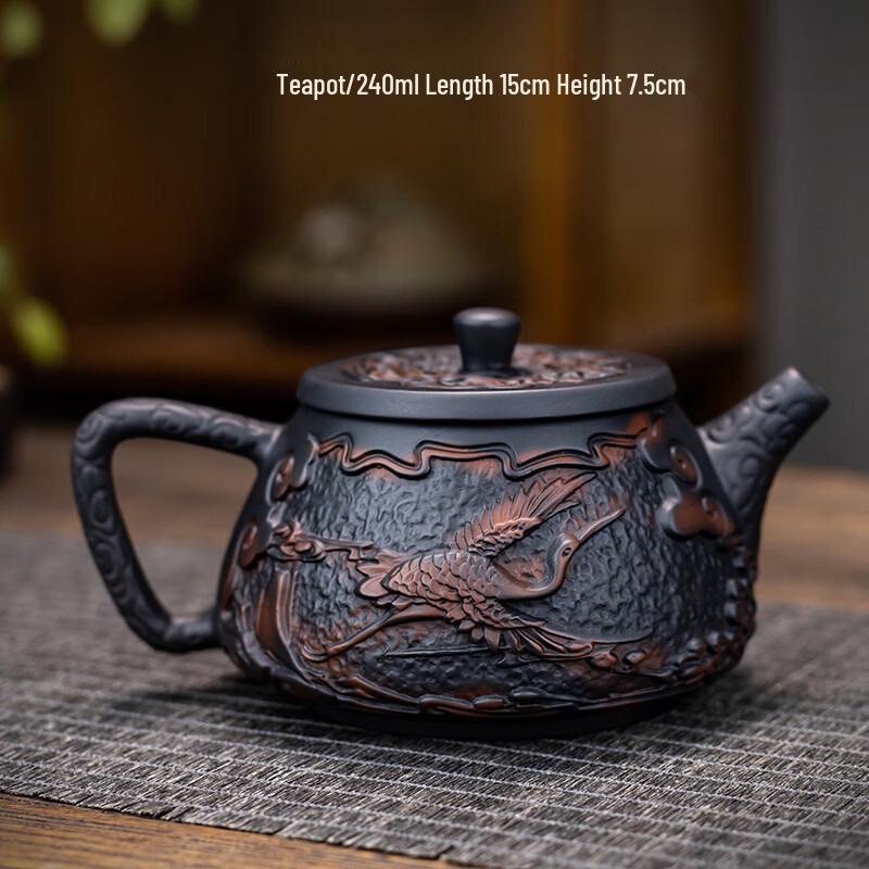 Handmade White Porcelain Teapot with Dragon & Phoenix Relief