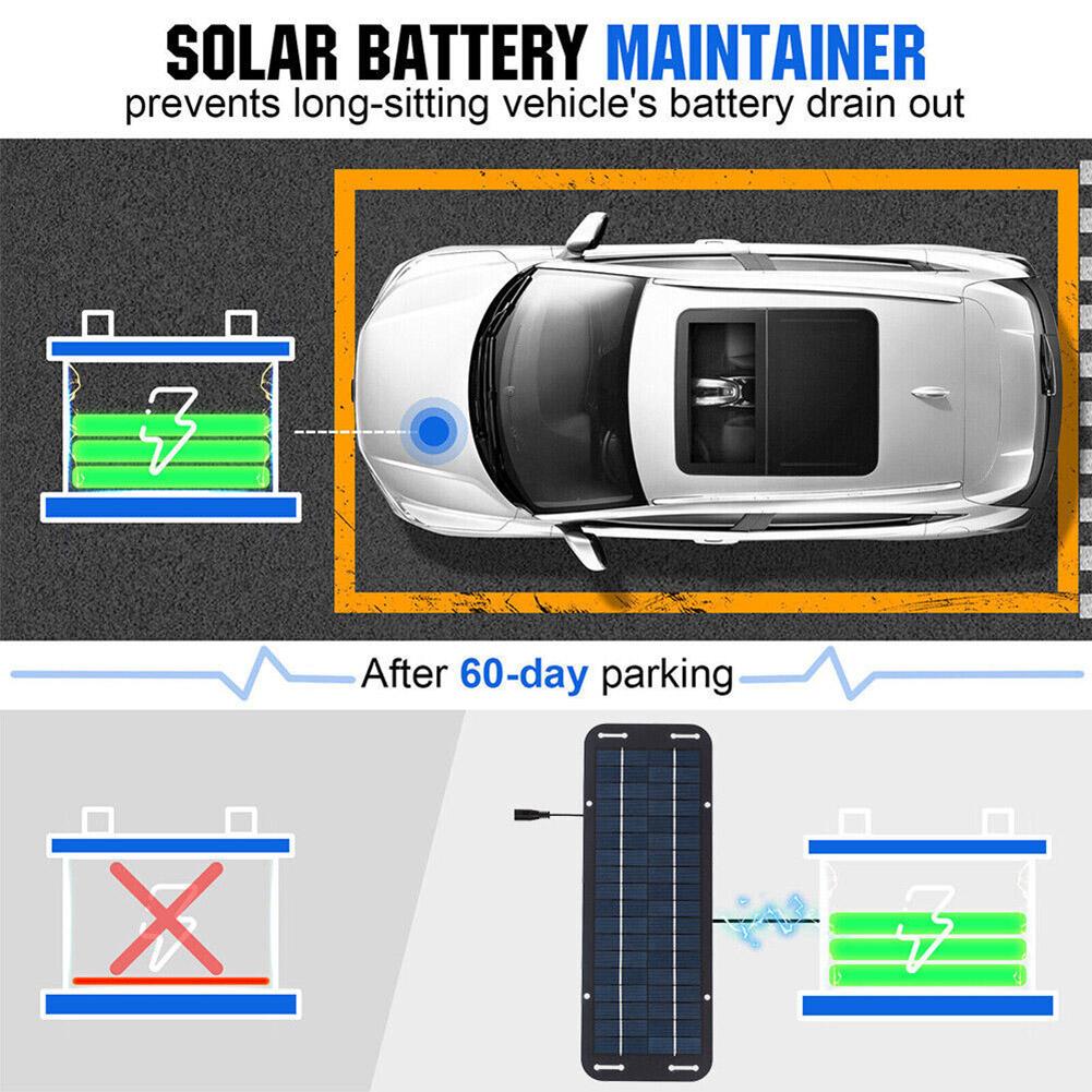 Set 30W Solar Panel 12V Trickle Charger Battery Charger Kit With Double-Headed Clip And USB Female Cable Maintainer Boat Car RV