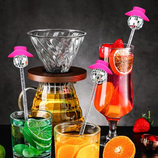 

Yousheng 12Pcs/Set Drink Stirrers Modern Design Faux Crystal Disco Ball Cocktail Stirrers Drink Swizzle Sticks Bar Parties Supplies
