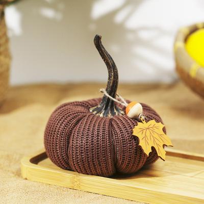 Mini Knit Pumpkins Desktop Ornaments Autumn for Fall Thanksgiving Harvest Artificial Pumpkin Crafts Festival Halloween