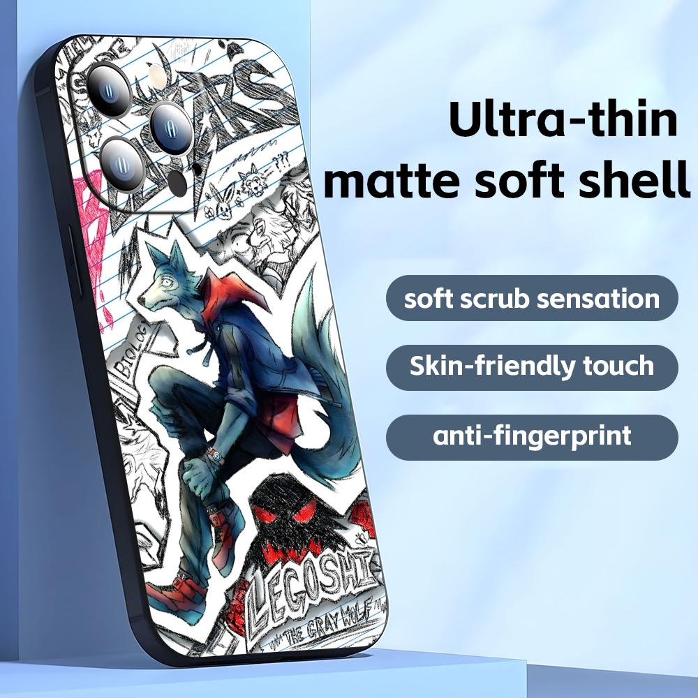 BEASTARS Telefoonhoesje Voor iPhone17 16 16e 15 14 13 12 11 Plus Mini Pro Max Zwart Zacht Schokbestendig Hoesje