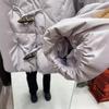 Short horn buckle down jacket women's new white duck down bread jacket stand-up collar loose winter coat