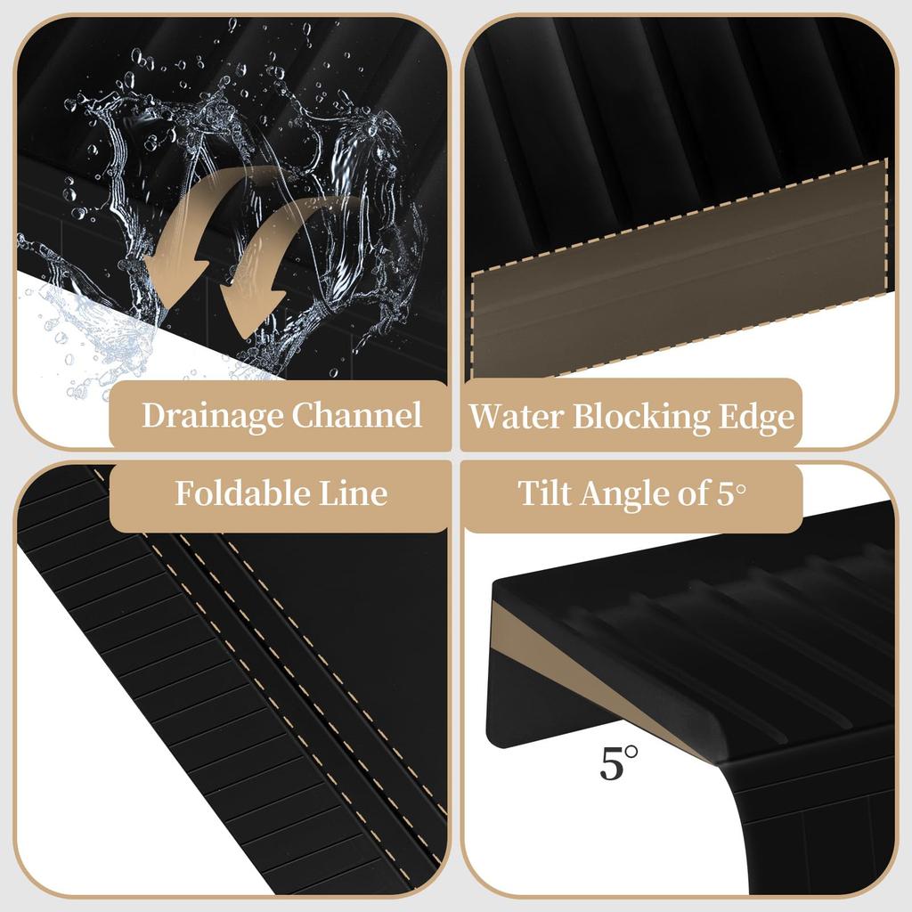 Kitchen Bathtub Sink Edge Silicone Water Baffle Cuttable Prevent Splashing Water Barrier