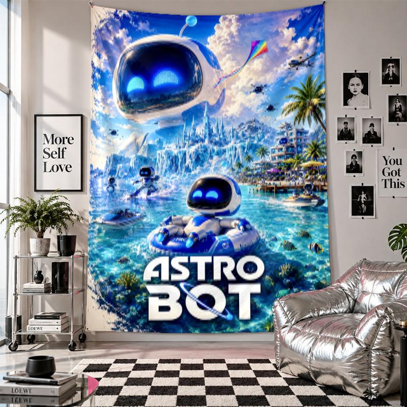 Wall TapestryAstro Bot Art Hanging Cloth Decorative Background Cover for Room Decoration