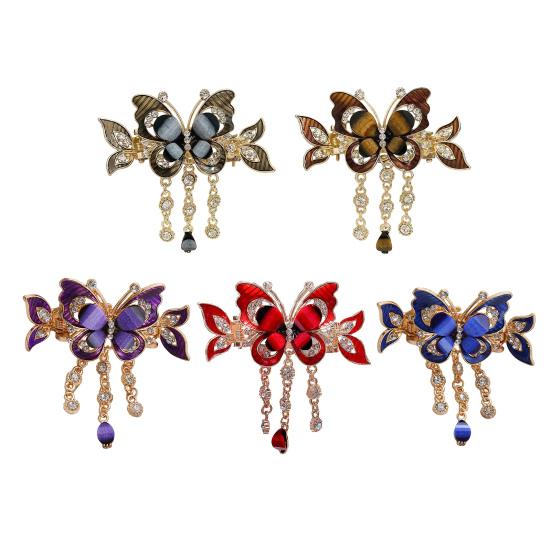 1/2 st Fjärilsformad Hårklämma med Tofskedja Anti-halk Glittrande Strass Hårklo Hårstylingverktyg Håraccessoar