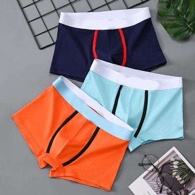 Men Boxer Briefs Wide Waistband Mid-rise Patchwork Color Letter Print Shorts Underwear Moisture-Wicking U-convex Sport Panties