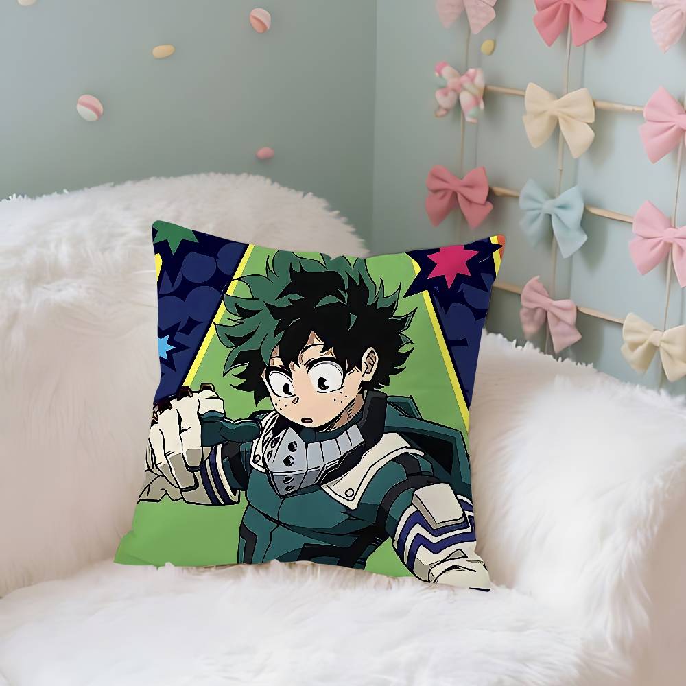 Anime Cute L-Izuku Midoriya Pillow Case Cushion Cover Soft Cute Throw Pillow Case For Car Sofa Pillowcase Polyester With Zipper