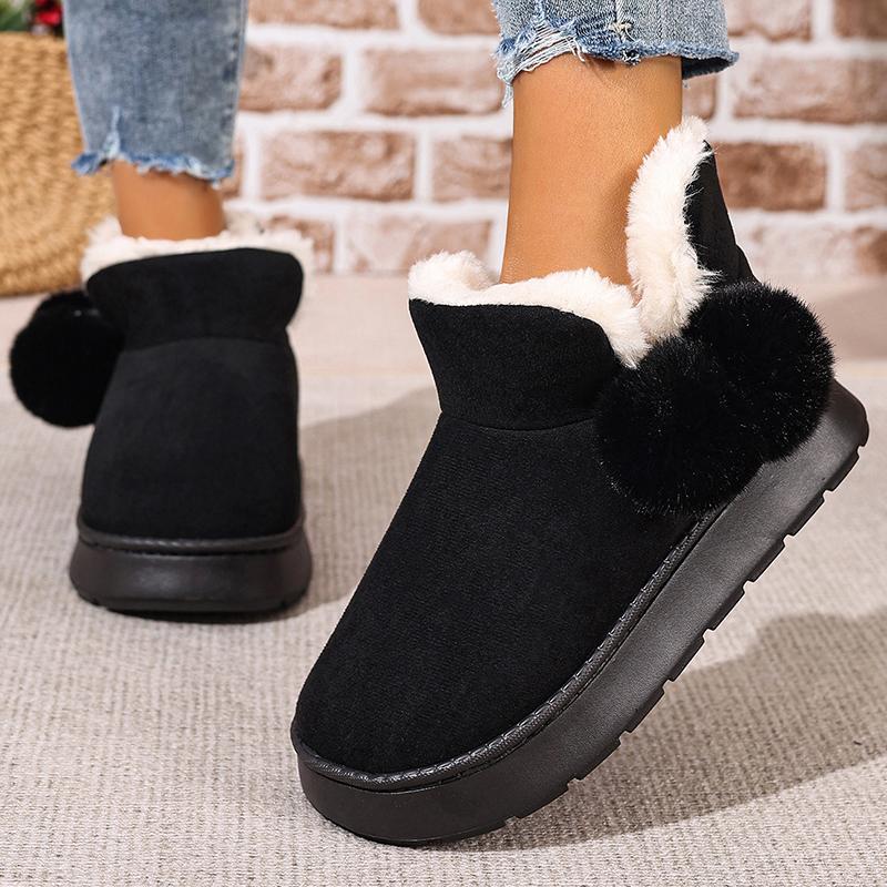 Fashion Faux Suede Platform Snow Boots Women Non Slip Thicken Plush Warm Cotton Padded Shoes Woman Comfort Fluffy Fur Ankle Boots Female