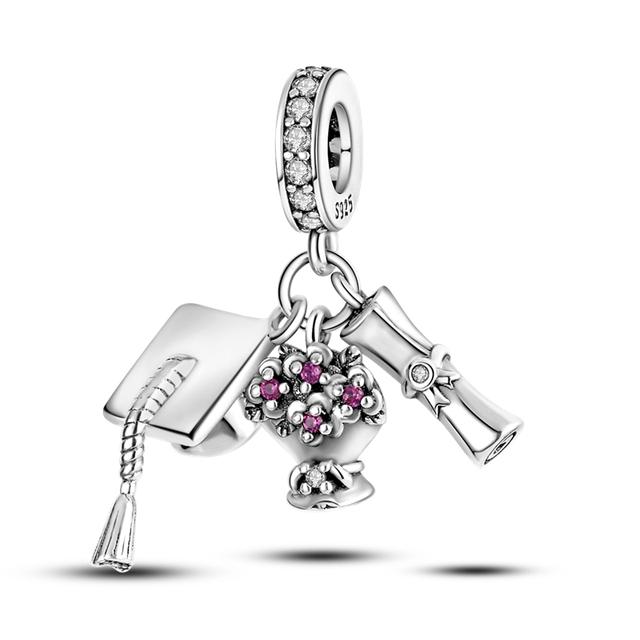 925 Sterling Silver Cz Dangle Baby Footprints wisiorek z motywem zwierzęcym koraliki Fit bransoletka naszyjnik prezent