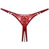 Temptation Rhinestone Beaded Thong - Women's See-Through Embroidered Open Crotch Sexy Panties 2270