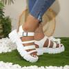 Fashion shoes for women Summer Breathable Shoes  Fur Straps Casual Thick Sole Shoe  Cool Thick High Heels Soft Sole Sandals women shoes