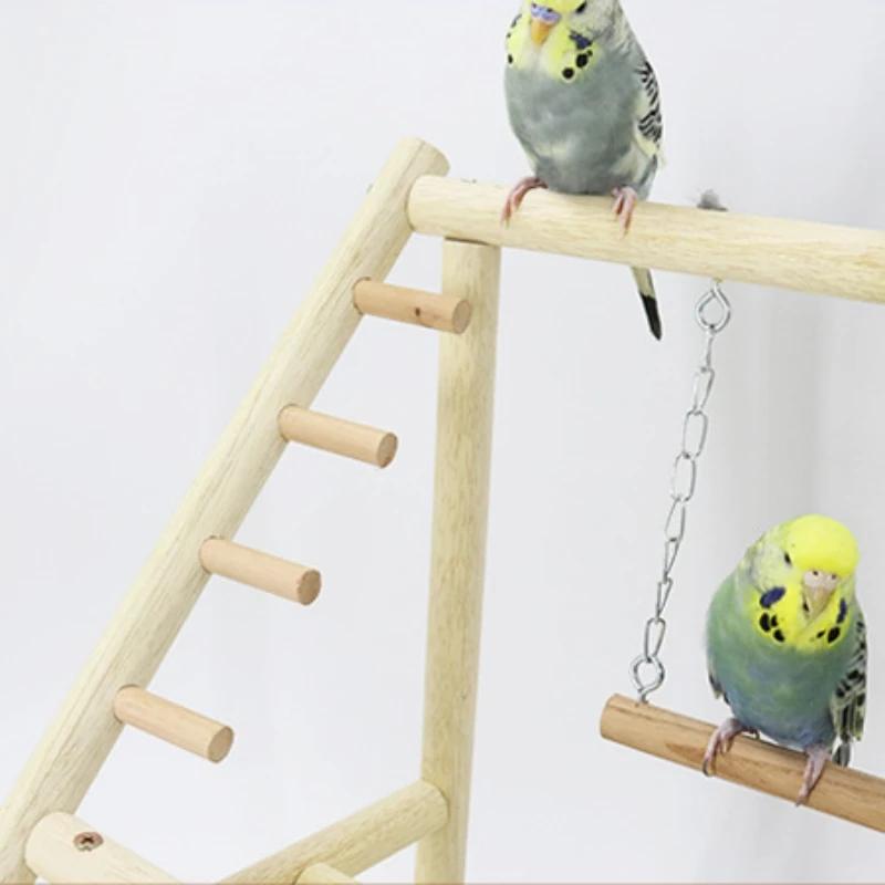 Bird Plays Stand Parrot Playstand Cockatiel Playground Wooden Perch Gym Playground Ladder with Metal Feeder Plate Bird Supplies