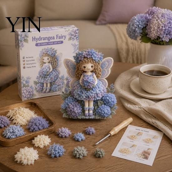 Kit Decorazione Artistica in Tessuto 3D Fata dei Fiori, Set Artigianale Punching Bambola Kit Ricamo ad Ago per Adulti, Regalo Fatto a Mano Attività Terapeutiche Rilassanti