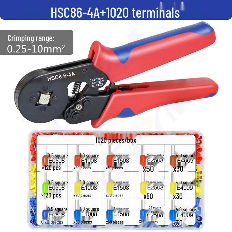 Compact Tube Terminal Crimper Ratchet Tool Set for Electricians