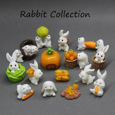 Söt Kanin Kanin Prydnad Harts Hem Mini Kanin Miniatyrfigurer Miniatyr Landskapsdekoration Hem Påskdekoration