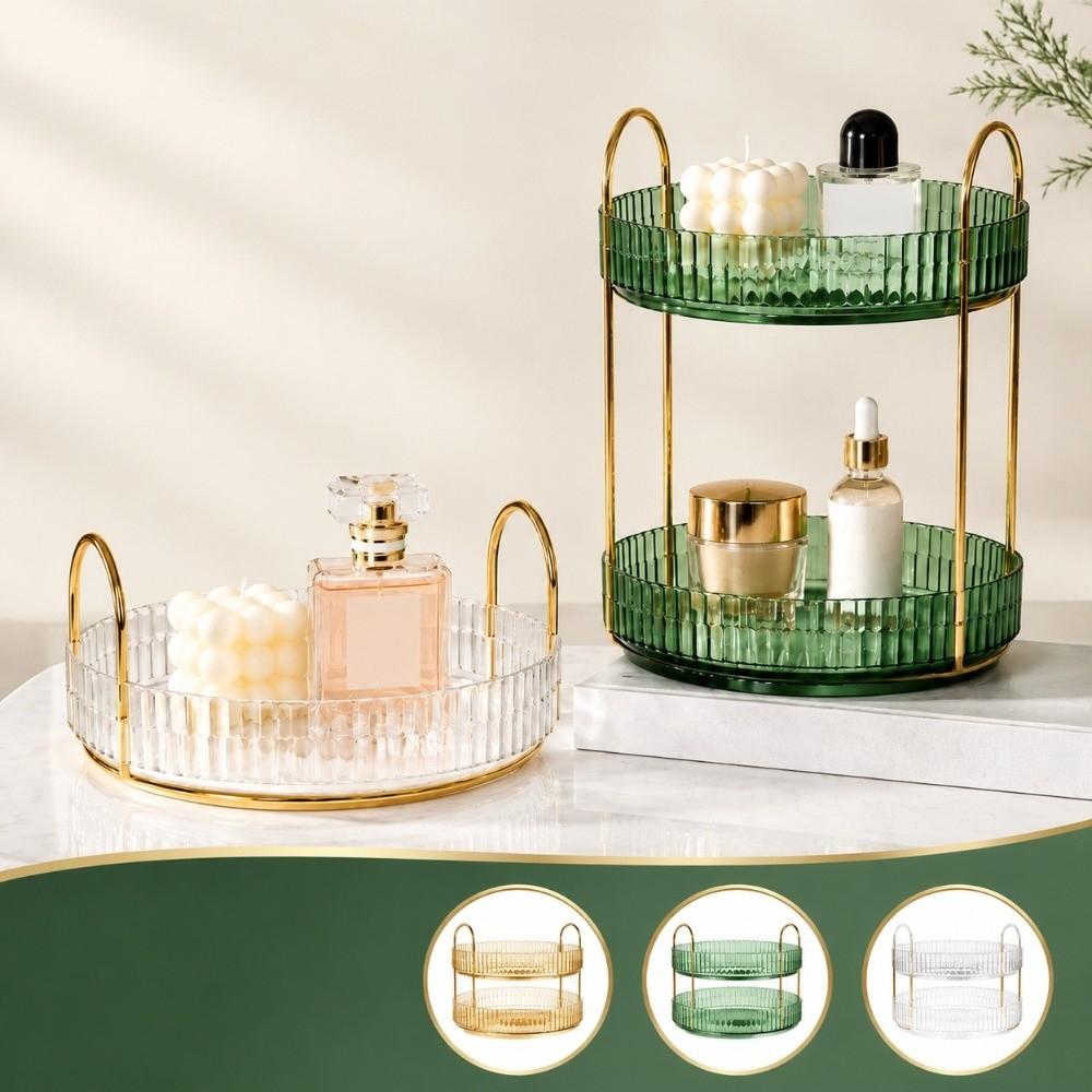 360 Degree Rotating Storage Shelf Multi Tier Skincare Organizer Vanity Desk Countertop