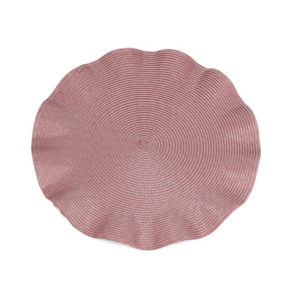

4Pcs Washable Braided Placemat Corrugated Edge Coaster Desktop Decoration Table Mat Party розовый