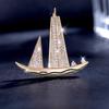 Exquisite Small Sailboat Brooch For Women Men  Temperament Lapel Pins Versatile Shiny Corsage Clothing Accessories Gifts