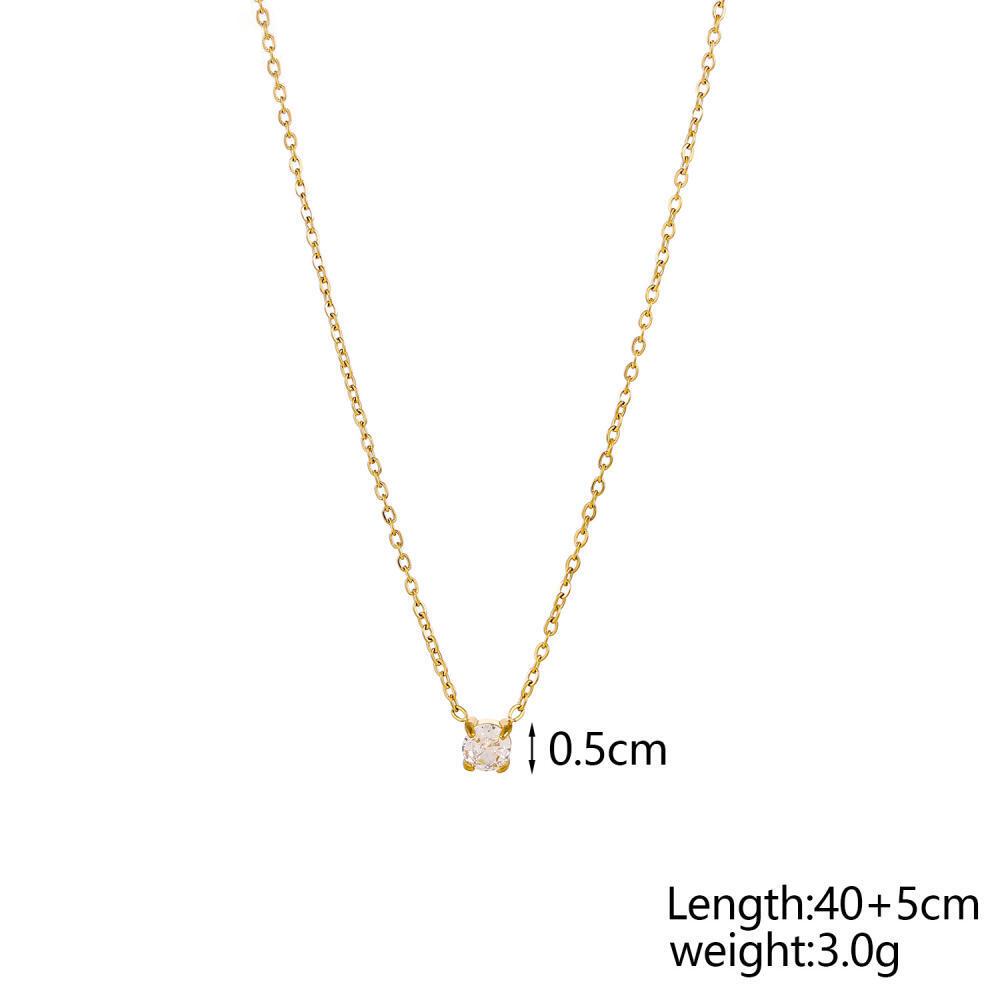Dainty Recyclay Stainless Steel Gold Plated Necklace Colorful 12 Birthstone Necklace Zircon Stainless Steel Waterproof for Women